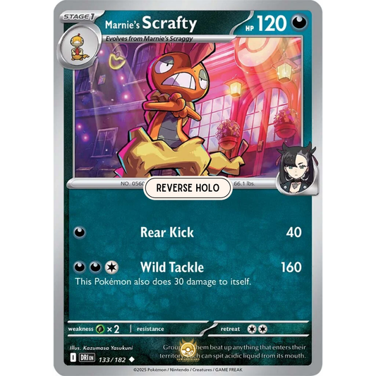 [ENG] Pokemon SV10 Destined Rivals: 133/182 Marnie's Scrafty [Darkness] [U - Uncommon] (Reverse Holo)
