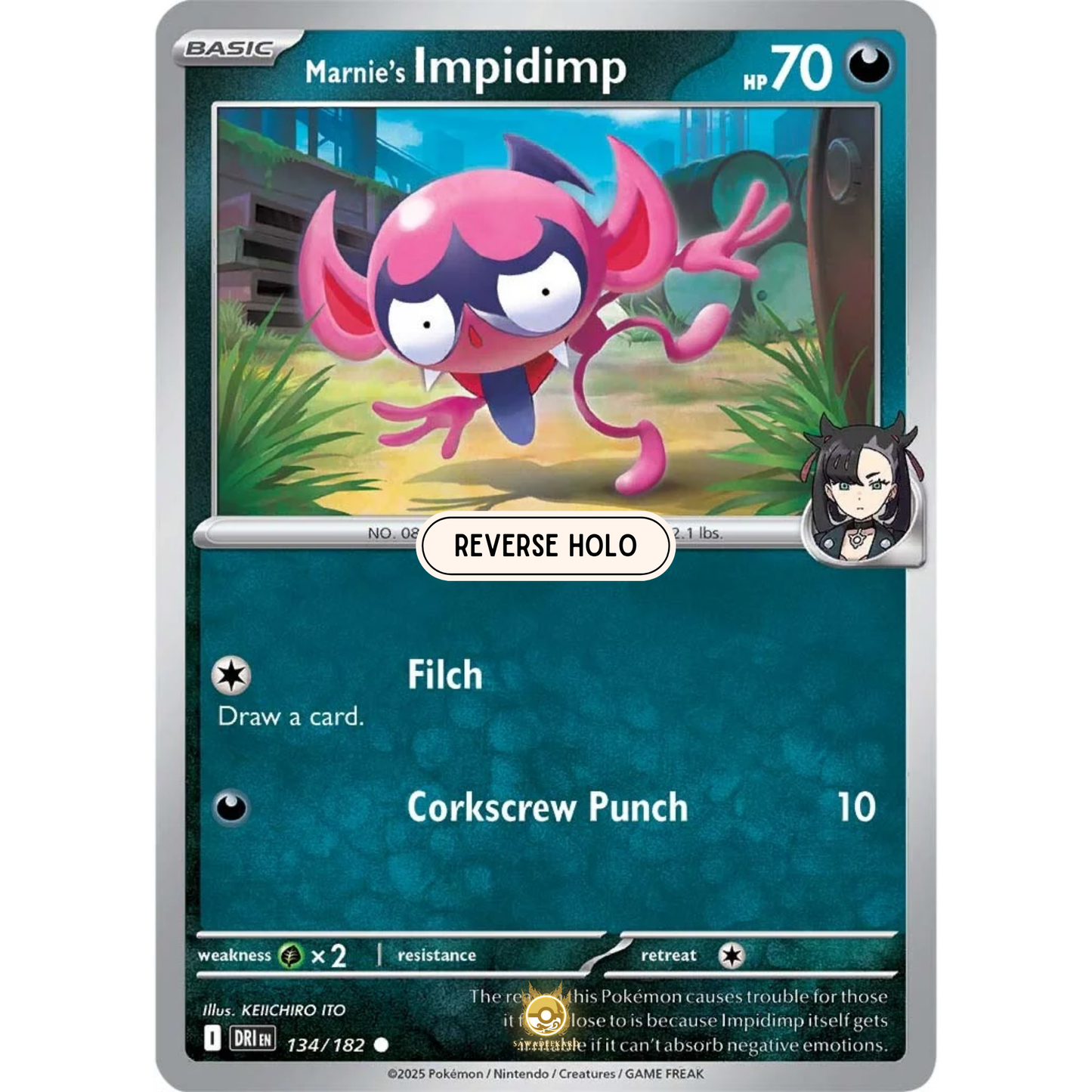 [ENG] Pokemon SV10 Destined Rivals: 134/182 Marnie's Impidimp [Darkness] [C - Common] (Reverse Holo)