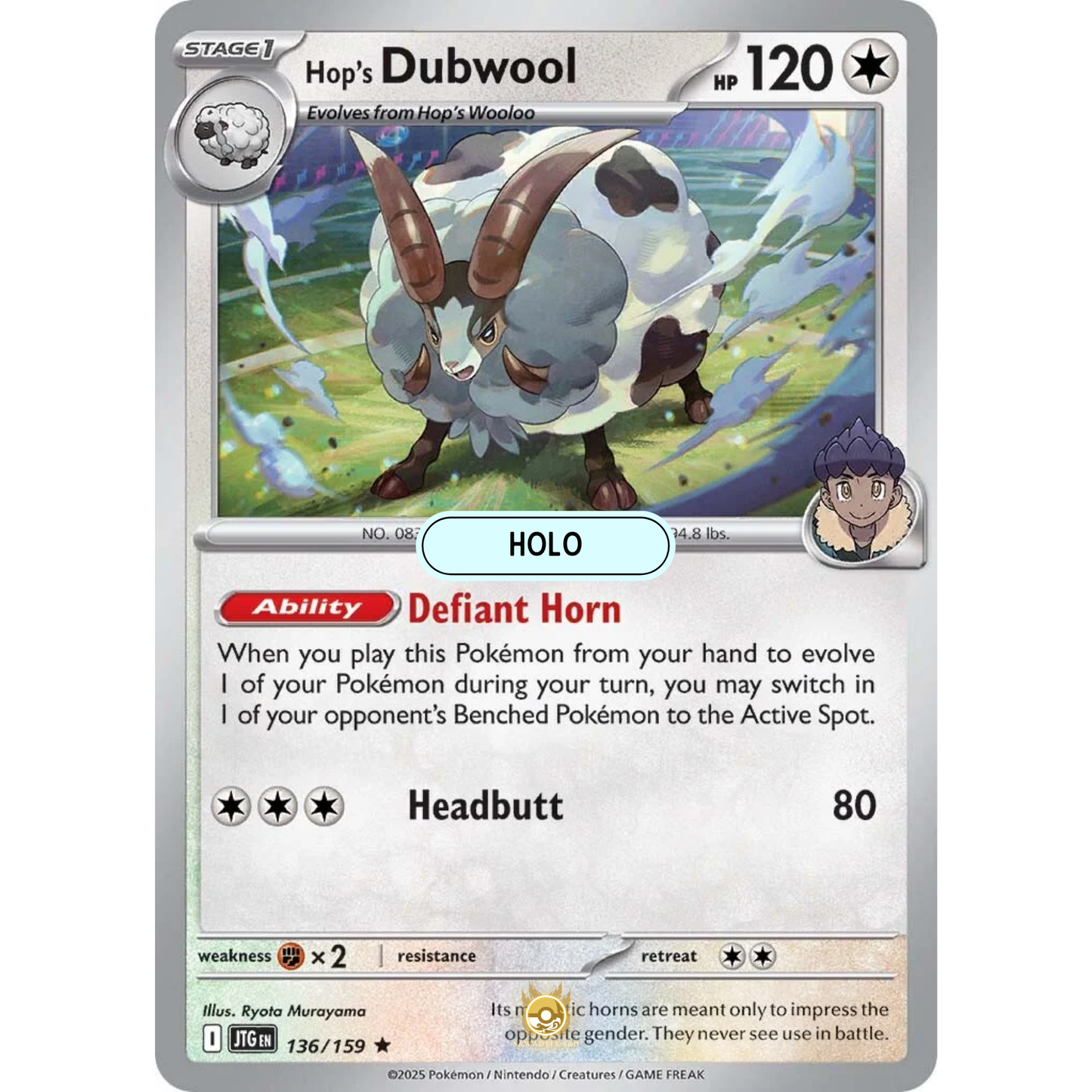 [ENG] Pokemon SV09 Journey Together: 136/159 Hop's Dubwool [Colorless] [R - Rare] (Foil)