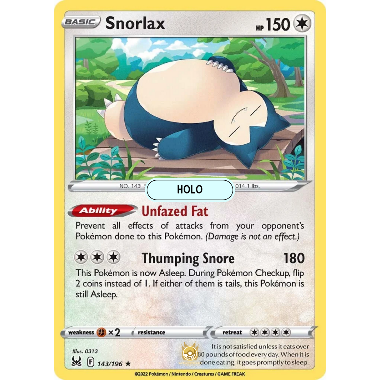 [ENG] SWSH 11 Lost Origin: 143/196 Snorlax R (Foil)