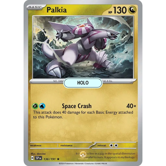 [ENG] Pokemon SV08 Surging Sparks: 136/191 Palkia [Dragon] [R - Rare] (Foil)