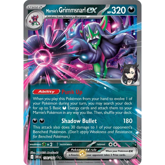 [ENG] Pokemon SV10 Destined Rivals: 136/182 Marnie's Grimmsnarl ex [Darkness] [RR - Double Rare] (Foil)