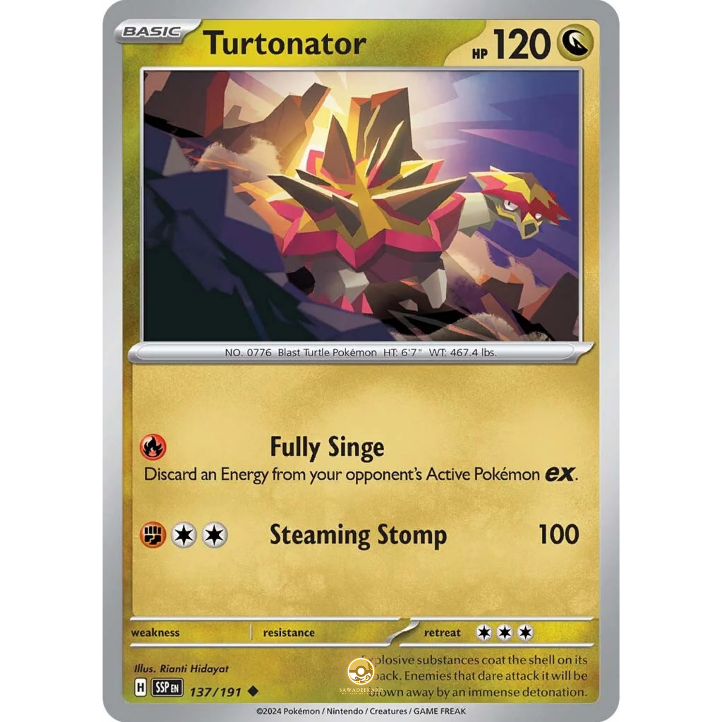 [ENG] Pokemon SV08 Surging Sparks: 137/191 Turtonator [Dragon] [U - Uncommon] (Non-foil)