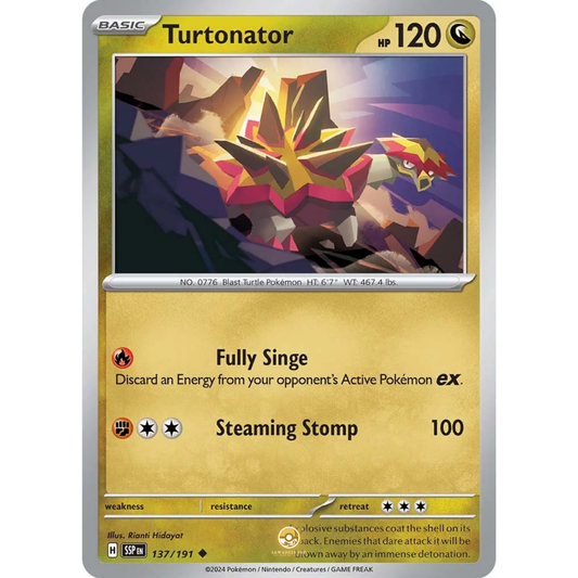 [ENG] Pokemon SV08 Surging Sparks: 137/191 Turtonator [Dragon] [U - Uncommon] (Non-foil)