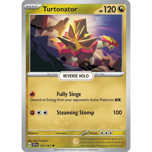 [ENG] Pokemon SV08 Surging Sparks: 137/191 Turtonator [Dragon] [U - Uncommon] (Reverse Holo)