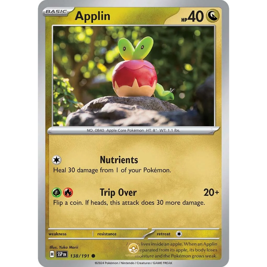 [ENG] Pokemon SV08 Surging Sparks: 138/191 Applin [Dragon] [C - Common] (Non-foil)