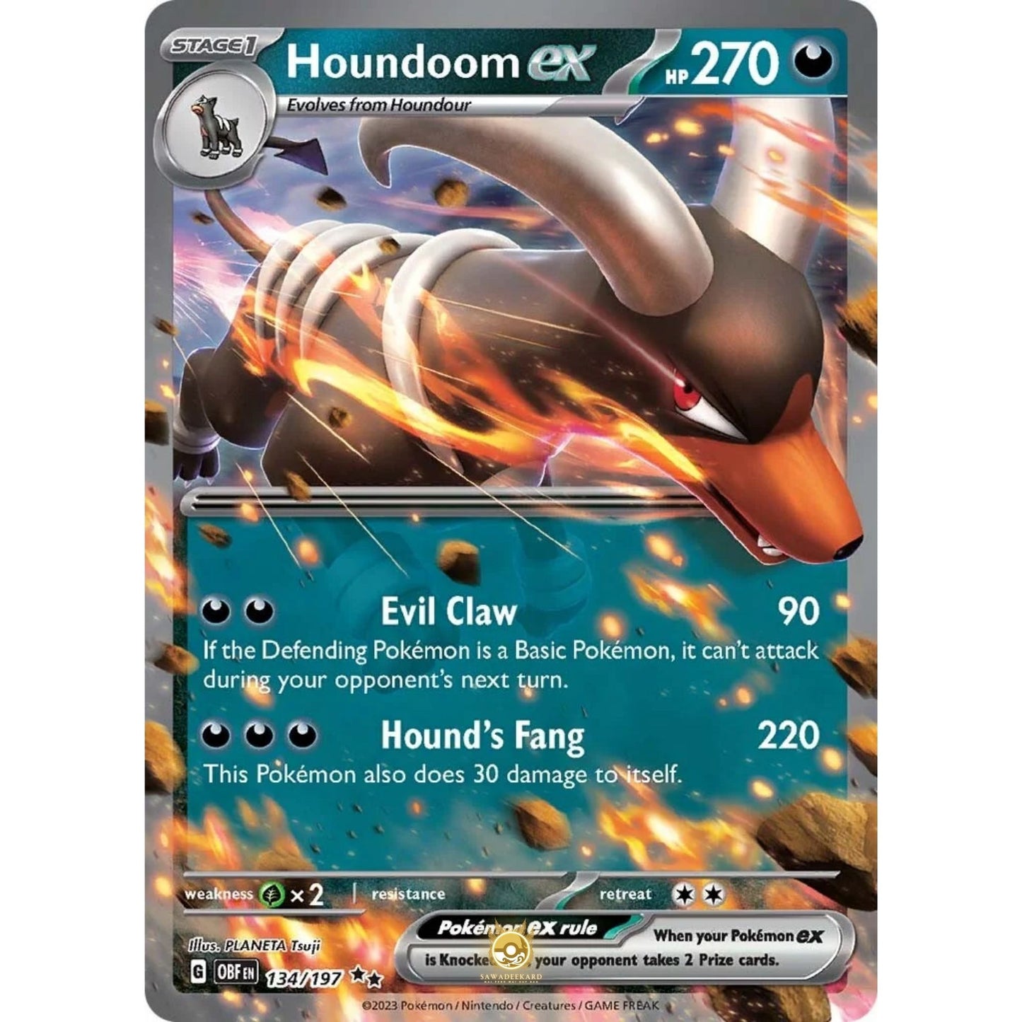 [ENG]	SV03	Obsidian Flames:	134/197	Houndoom ex	RR	(Foil)