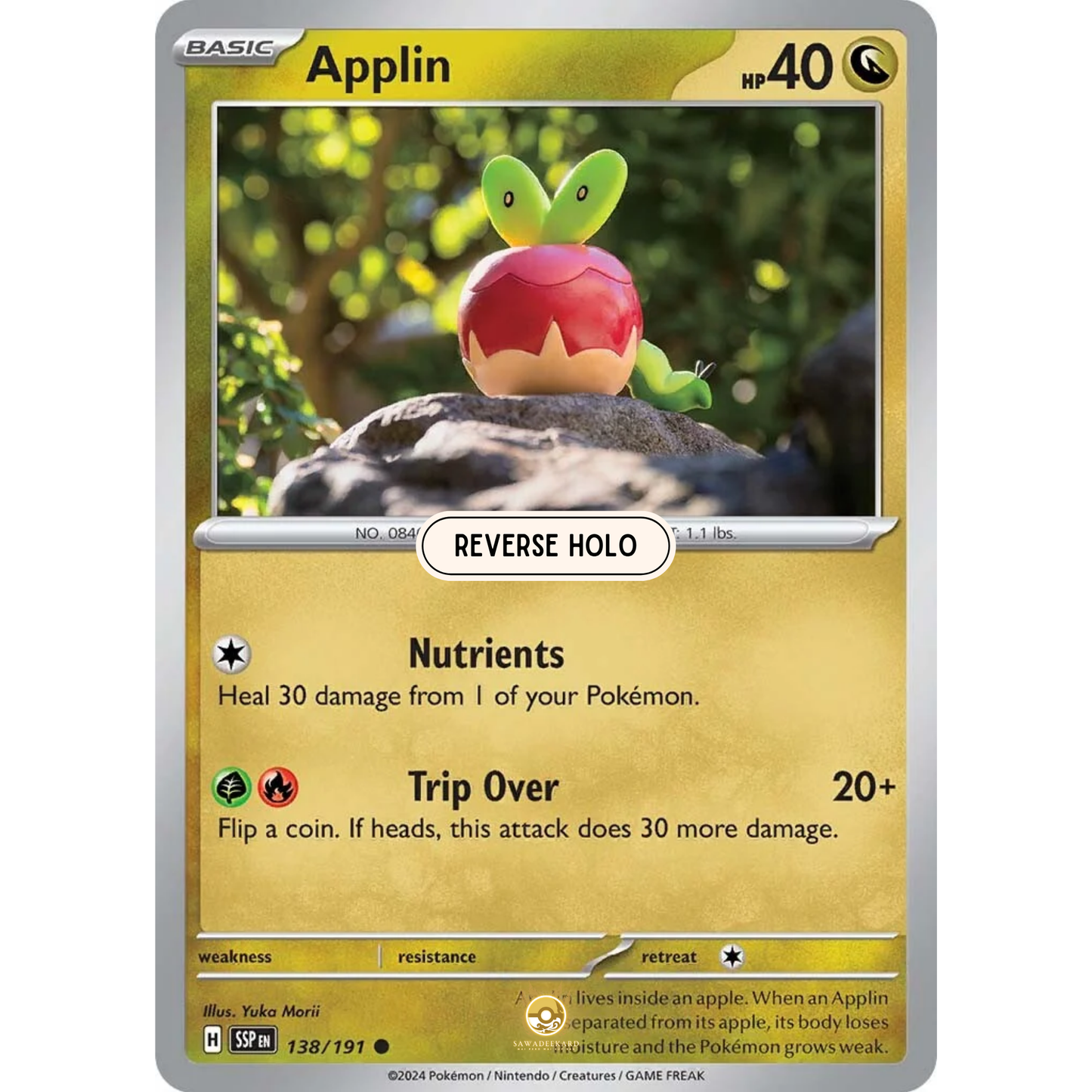 [ENG] Pokemon SV08 Surging Sparks: 138/191 Applin [Dragon] [C - Common] (Reverse Holo)