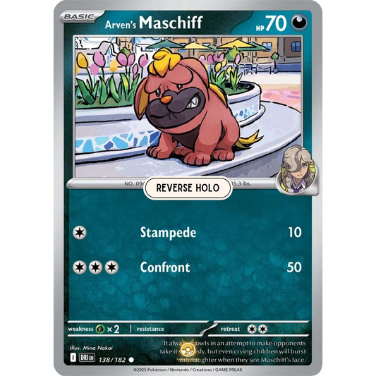 [ENG] Pokemon SV10 Destined Rivals: 138/182 Arven's Maschiff [Darkness] [C - Common] (Reverse Holo)