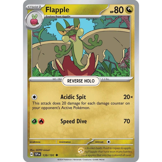 [ENG] Pokemon SV08 Surging Sparks: 139/191 Flapple [Dragon] [U - Uncommon] (Reverse Holo)