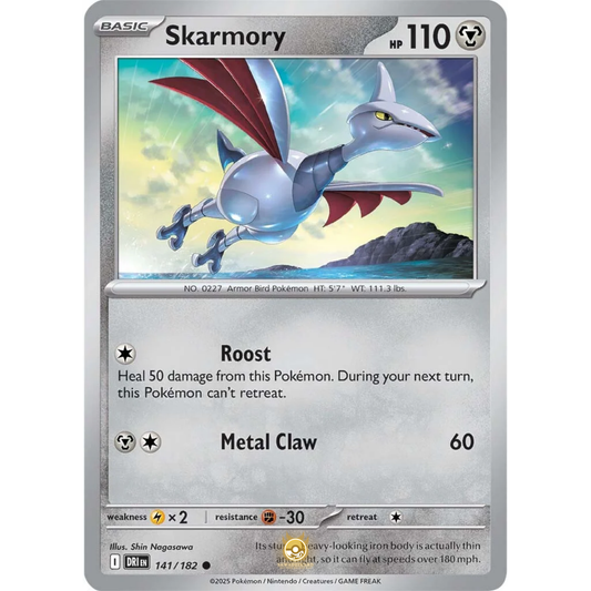 [ENG] Pokemon SV10 Destined Rivals: 141/182 Skarmory [Metal] [C - Common] (Non-foil)