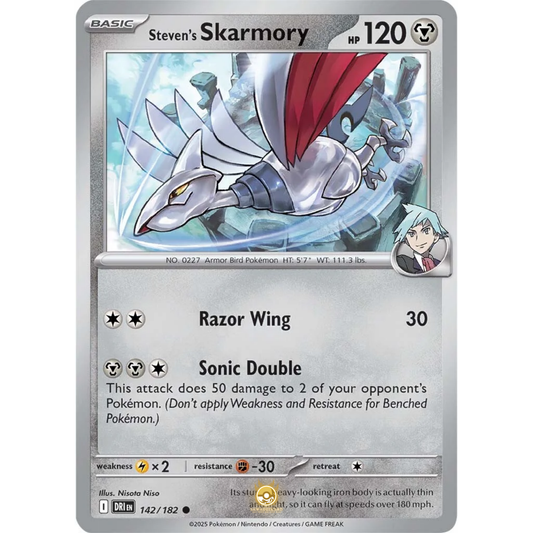[ENG] Pokemon SV10 Destined Rivals: 142/182 Steven's Skarmory [Metal] [C - Common] (Non-foil)