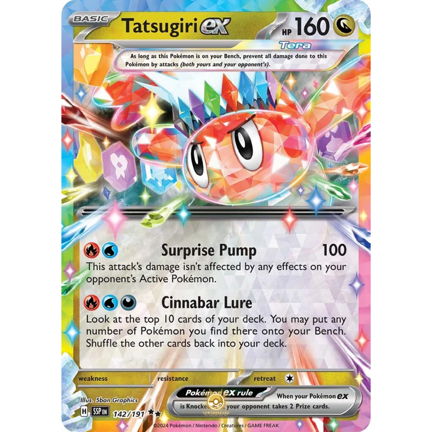 [ENG] Pokemon SV08 Surging Sparks: 142/191 Tatsugiri ex [Dragon] [RR - Double Rare] (Foil)