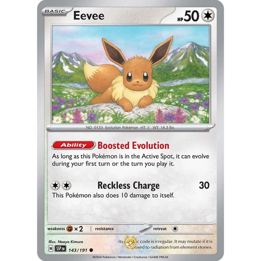 [ENG] Pokemon SV08 Surging Sparks: 143/191 Eevee [Colorless] [C - Common] (Non-foil)
