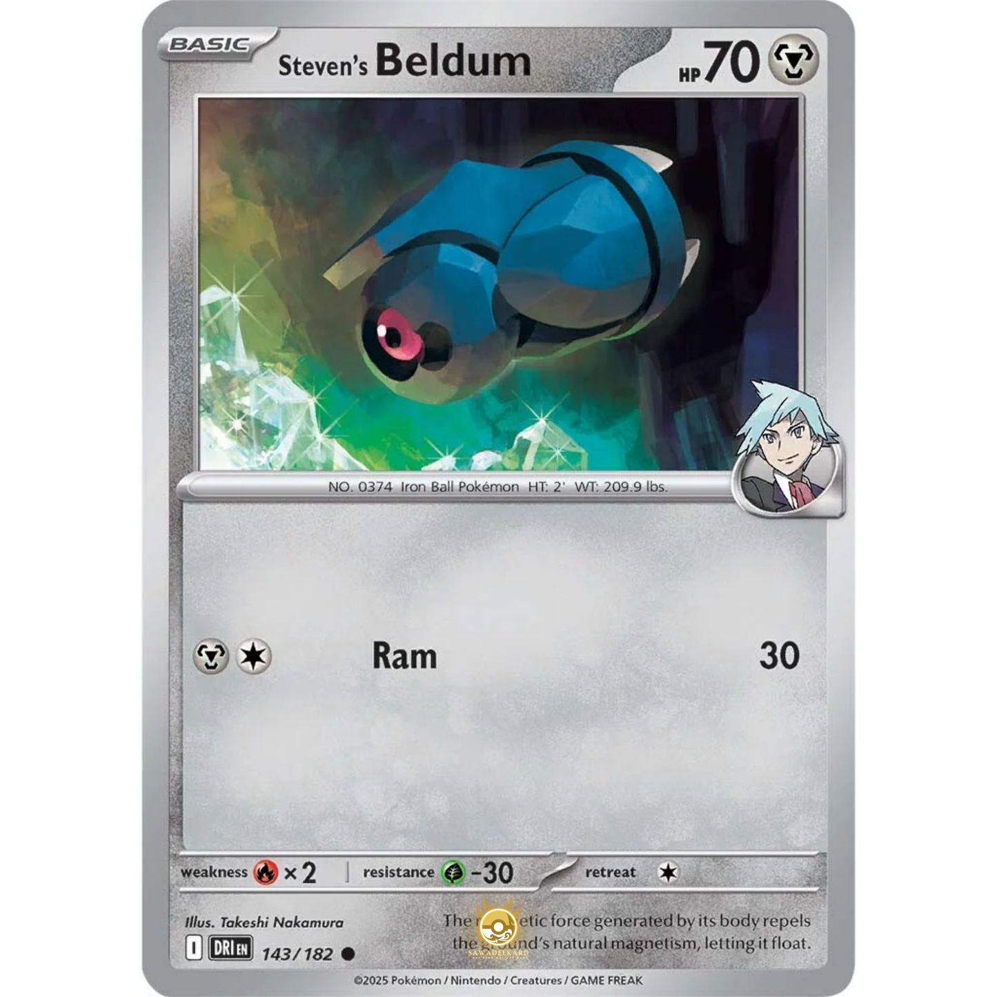 [ENG] Pokemon SV10 Destined Rivals: 143/182 Steven's Beldum [Metal] [C - Common] (Non-foil)