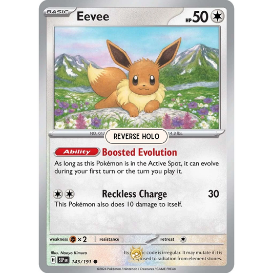 [ENG] Pokemon SV08 Surging Sparks: 143/191 Eevee [Colorless] [C - Common] (Reverse Holo)