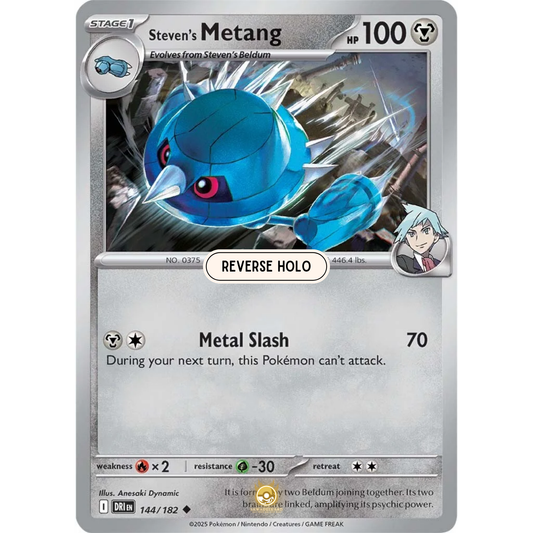 [ENG] Pokemon SV10 Destined Rivals: 144/182 Steven's Metang [Metal] [U - Uncommon] (Reverse Holo)