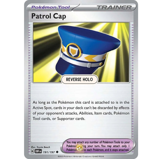 [ENG]	SV03	Obsidian Flames:	191/197	Patrol Cap	U	(Reverse Holo)