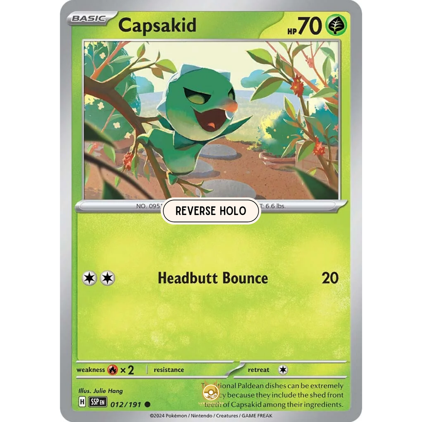 [ENG] Pokemon SV08 Surging Sparks: 012/191 Capsakid [Grass] [C - Common] (Reverse Holo)