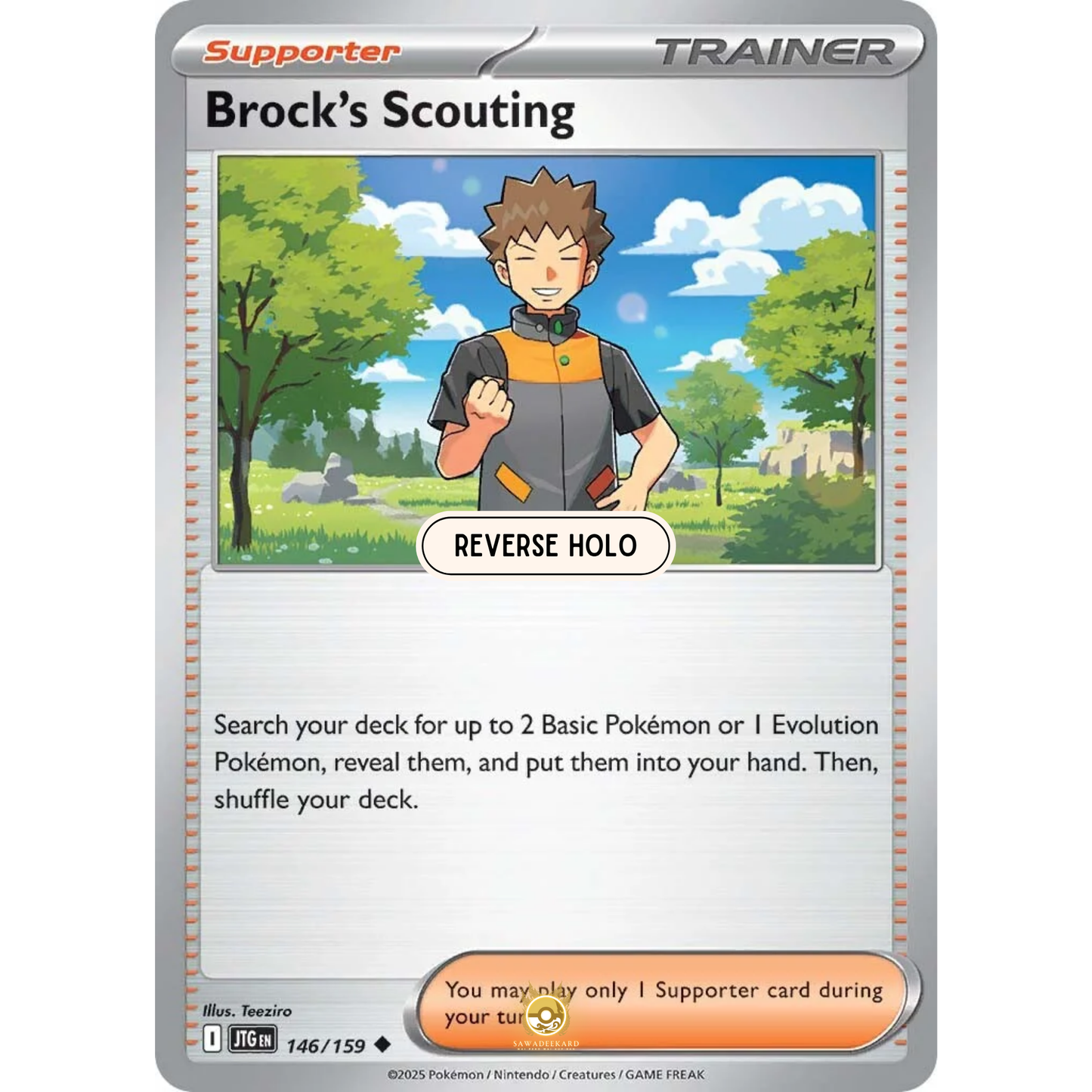 [ENG] Pokemon SV09 Journey Together: 146/159 Brock's Scouting [Support] [U - Uncommon] (Reverse Holo)