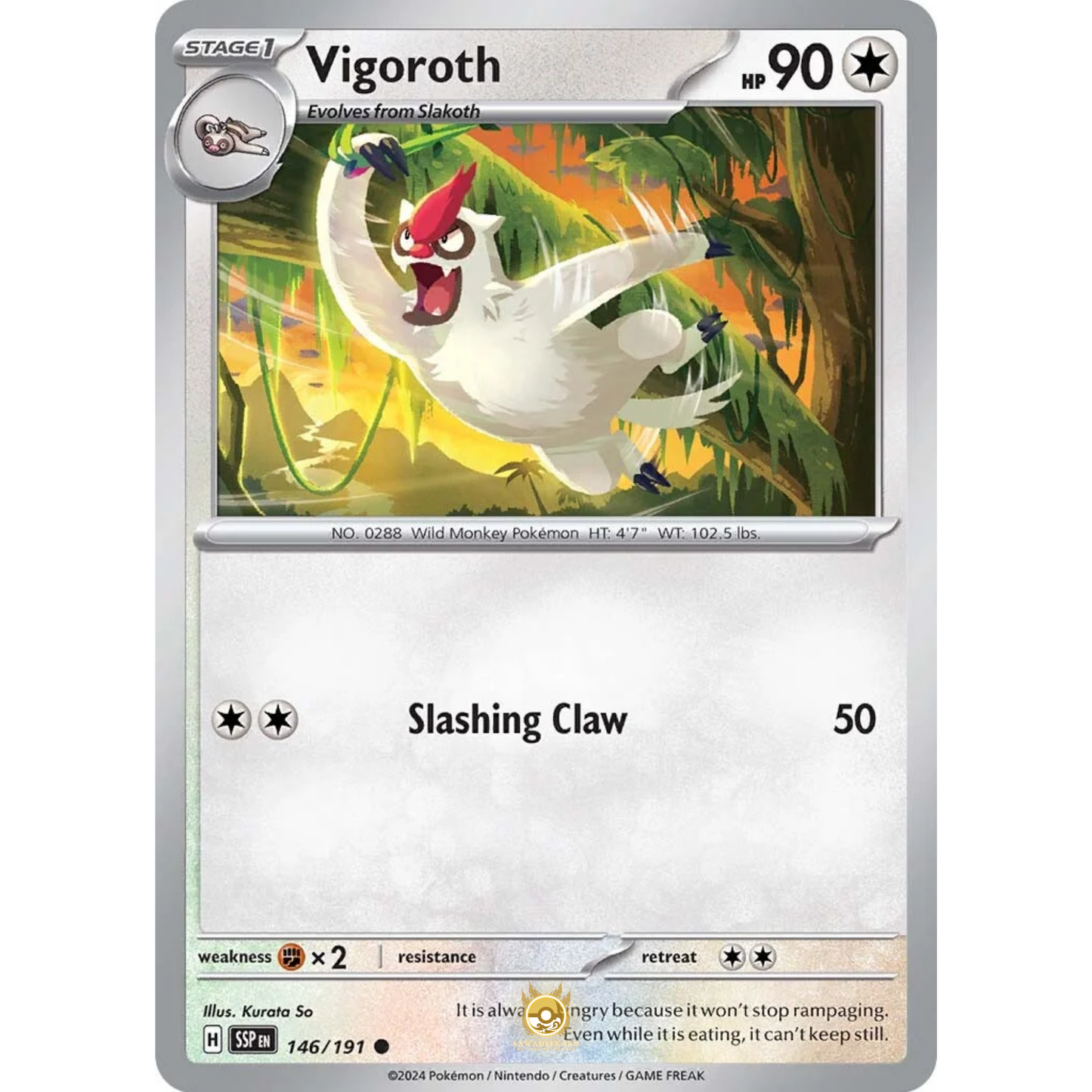 [ENG] Pokemon SV08 Surging Sparks: 146/191 Vigoroth [Colorless] [C - Common] (Non-foil)