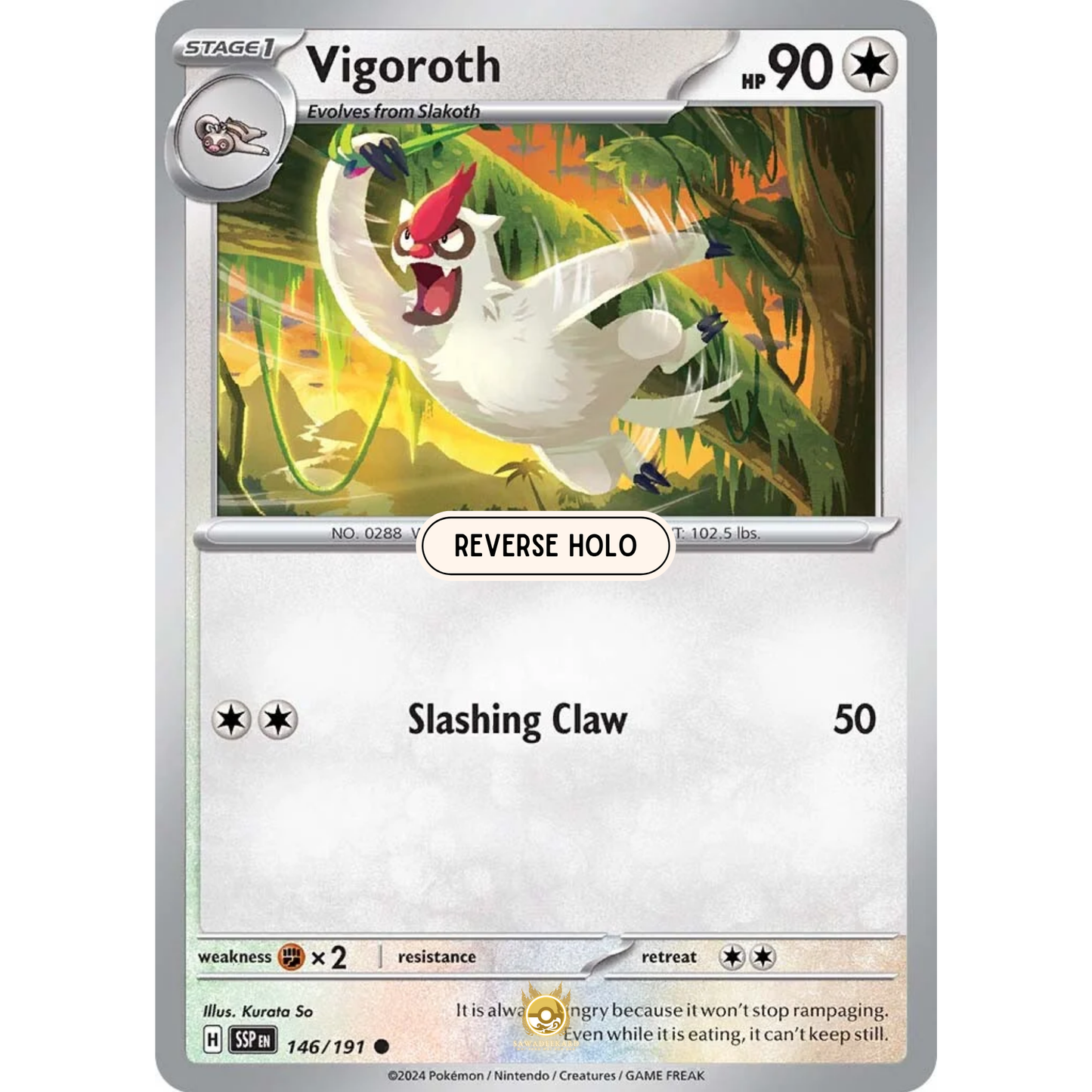 [ENG] Pokemon SV08 Surging Sparks: 146/191 Vigoroth [Colorless] [C - Common] (Reverse Holo)
