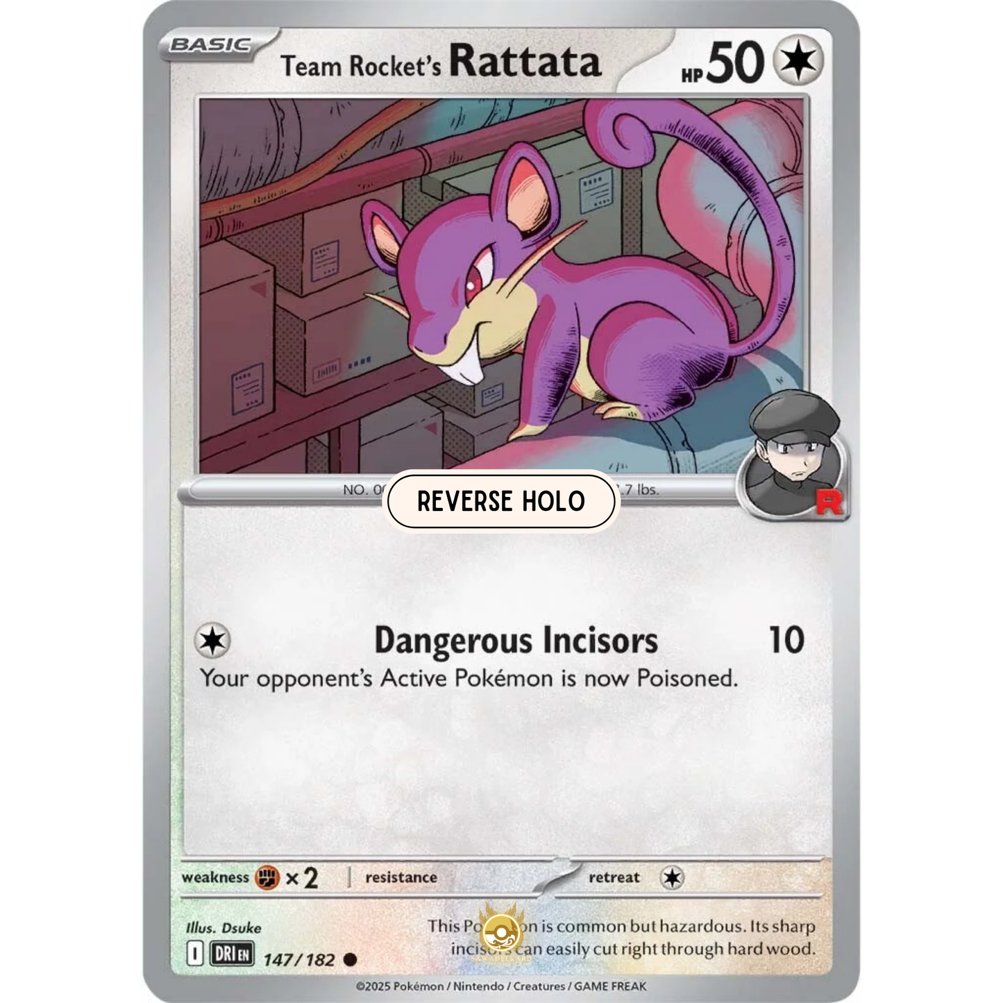 [ENG] Pokemon SV10 Destined Rivals: 147/182 Team Rocket's Rattata [Colorless] [C - Common] (Reverse Holo)