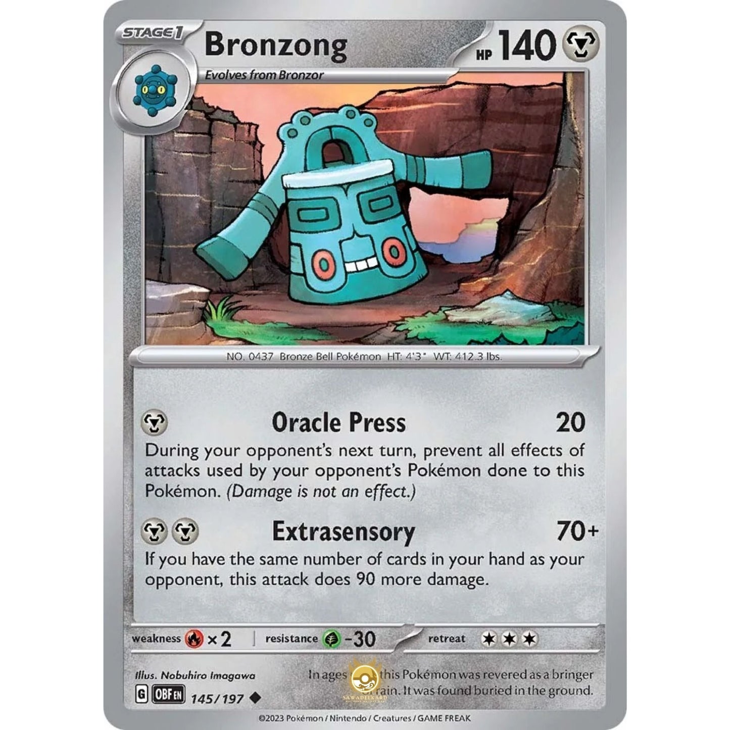 [ENG]	SV03	Obsidian Flames:	145/197	Bronzong	U	(Non-Foil)