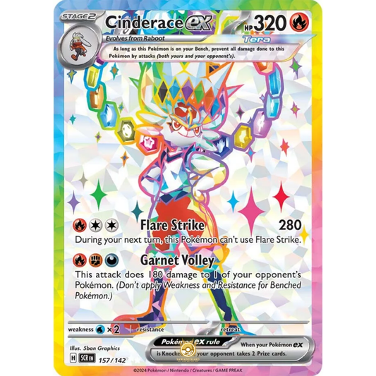 [ENG] Pokemon SV07 Stellar Crown: 157/142 Cinderace ex [Fire] [UR - Ultra Rare] (Foil)