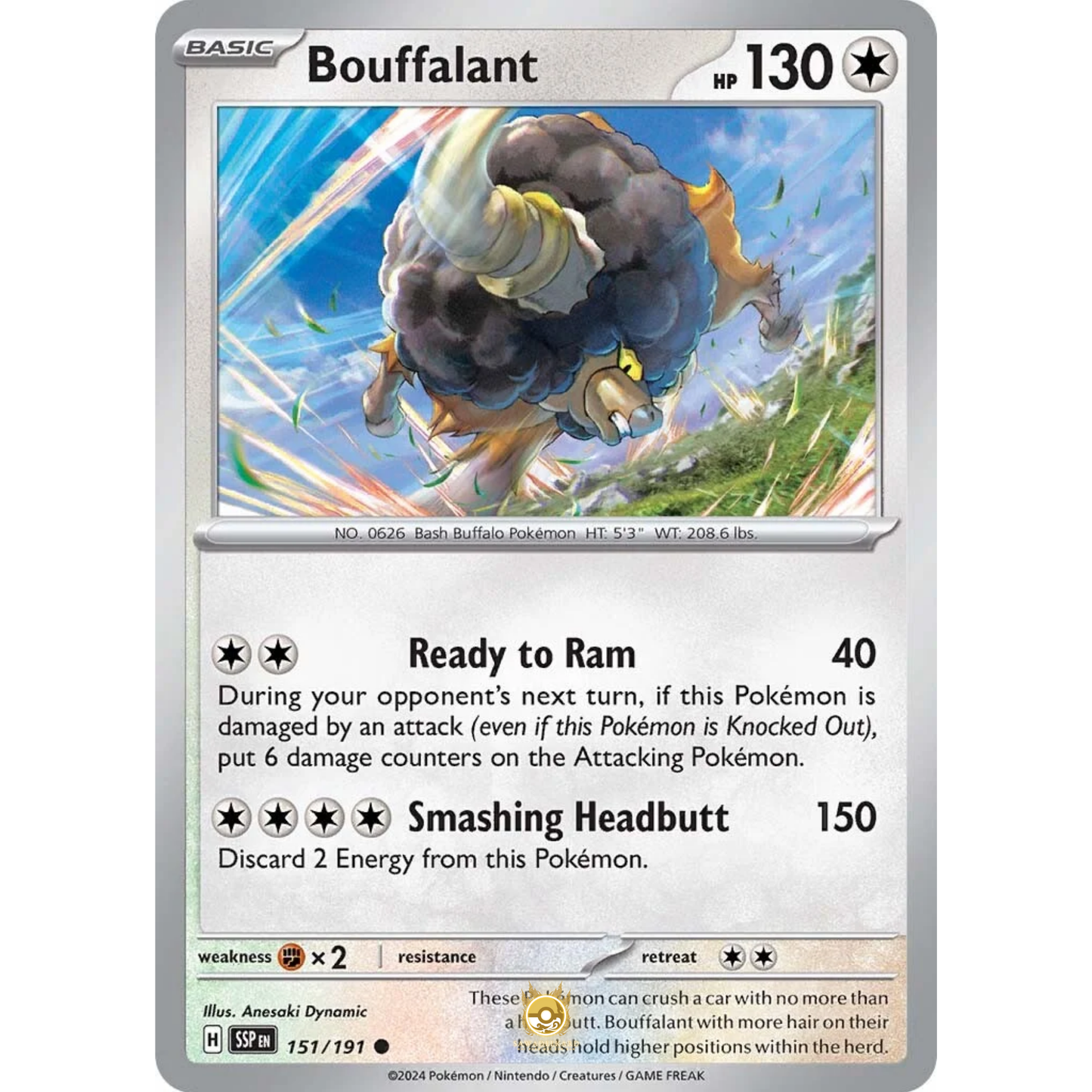 [ENG] Pokemon SV08 Surging Sparks: 151/191 Bouffalant [Colorless] [C - Common] (Non-foil)