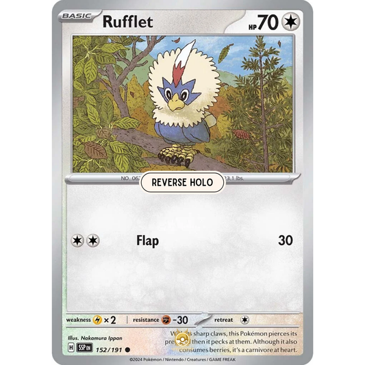 [ENG] Pokemon SV08 Surging Sparks: 152/191 Rufflet [Colorless] [C - Common] (Reverse Holo)