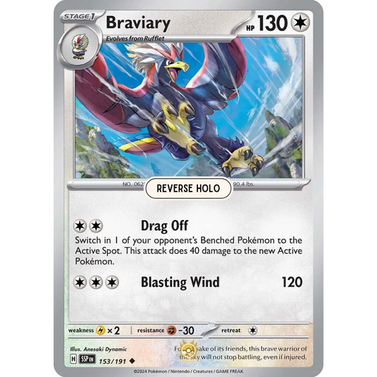 [ENG] Pokemon SV08 Surging Sparks: 153/191 Braviary [Colorless] [U - Uncommon] (Reverse Holo)