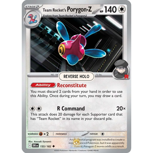 [ENG] Pokemon SV10 Destined Rivals: 155/182 Team Rocket's Porygon-Z [Colorless] [U - Uncommon] (Reverse Holo)