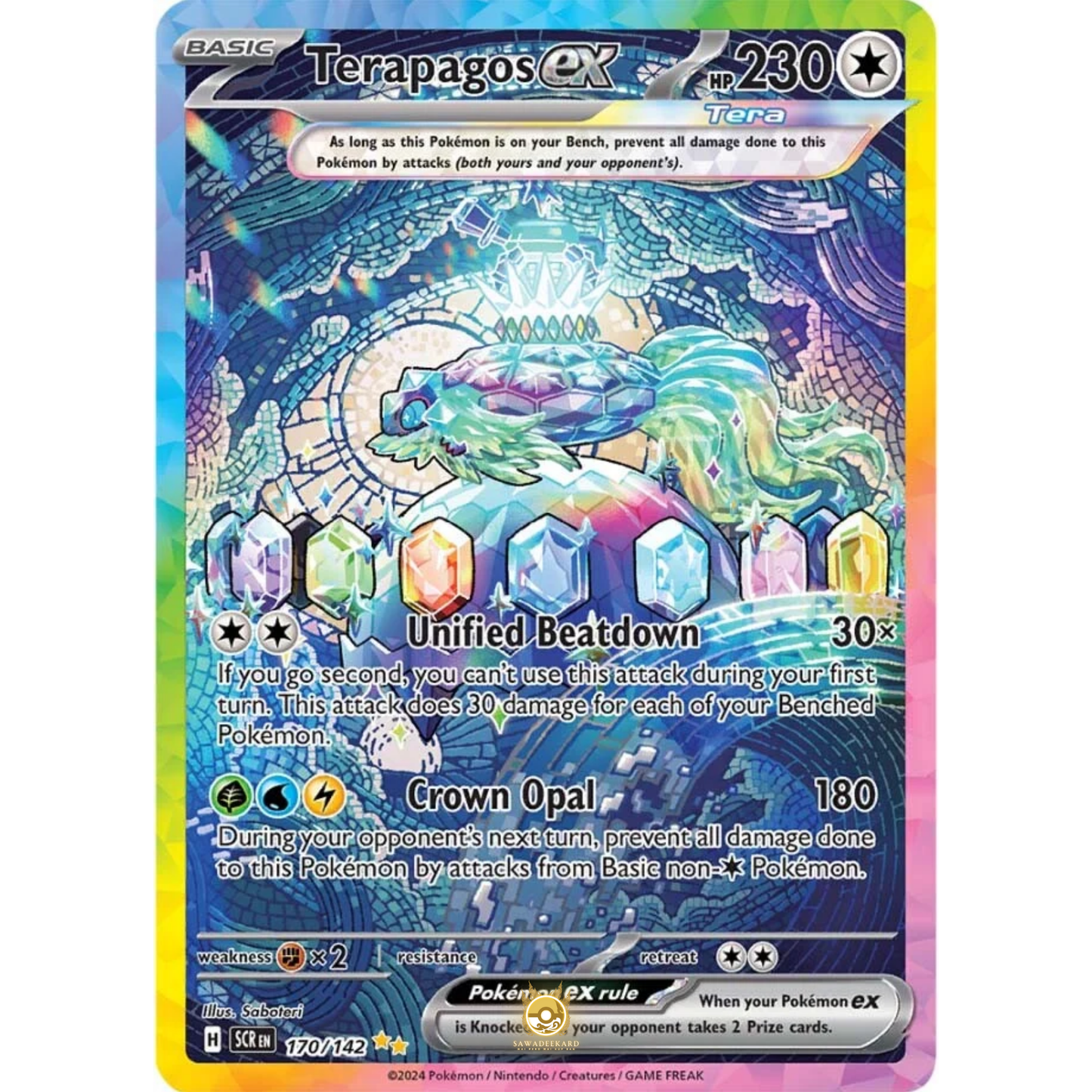 [ENG] Pokemon SV07 Stellar Crown: 170/142 Terapagos ex [Colorless] [SIR - Special Illustration Rare] (Foil)