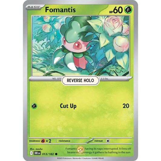 [ENG] Pokemon SV10 Destined Rivals: 013/182 Fomantis [Grass] [C - Common] (Reverse Holo)