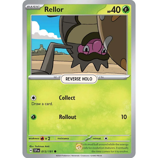 [ENG] Pokemon SV08 Surging Sparks: 013/191 Rellor [Grass] [C - Common] (Reverse Holo)