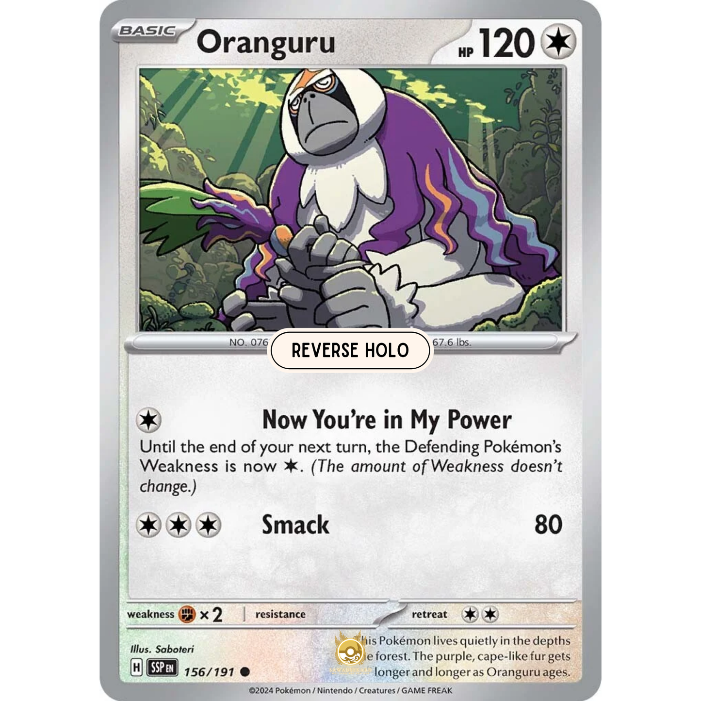 [ENG] Pokemon SV08 Surging Sparks: 156/191 Oranguru [Colorless] [C - Common] (Reverse Holo)