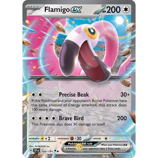 [ENG] Pokemon SV08 Surging Sparks: 160/191 Flamigo ex [Colorless] [RR - Double Rare] (Foil)