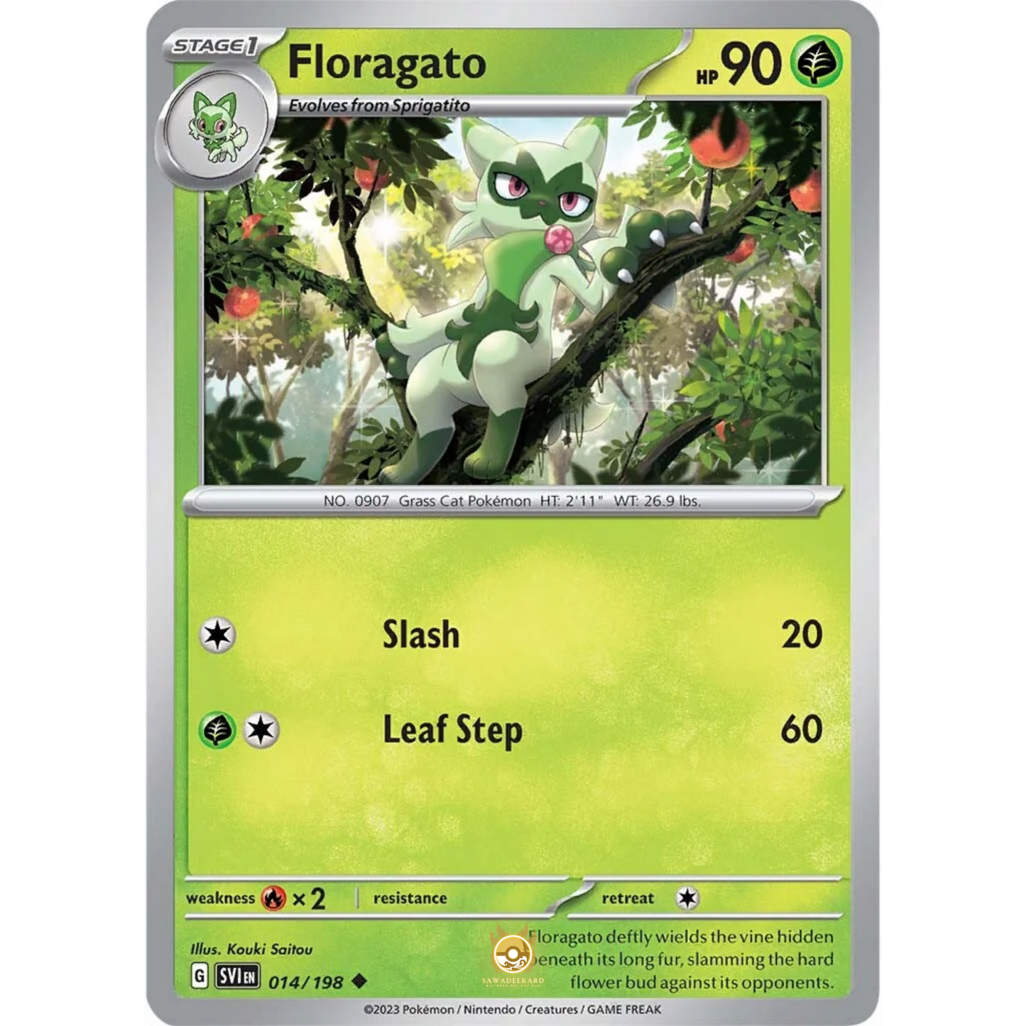 [ENG] SV01 Scarlet Violet Base Set: 014/198 Floragato U (Non-Foil)