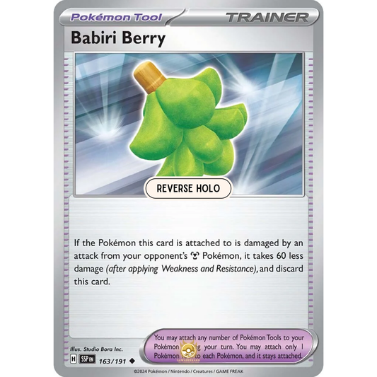 [ENG] Pokemon SV08 Surging Sparks: 163/191 Babiri Berry [Pokemon Tool] [U - Uncommon] (Reverse Holo)