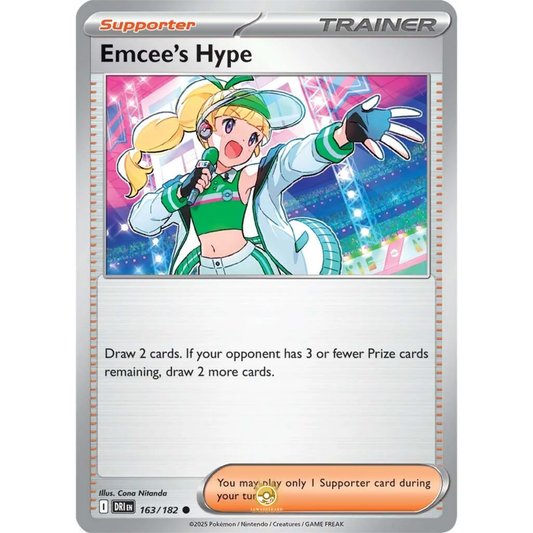 [ENG] Pokemon SV10 Destined Rivals: 163/182 Emcee's Hype [Support] [C - Common] (Non-foil)