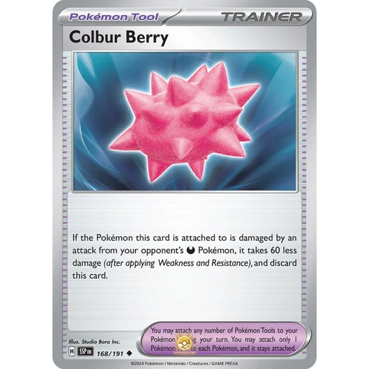 [ENG] Pokemon SV08 Surging Sparks: 168/191 Colbur Berry [Pokemon Tool] [U - Uncommon] (Non-foil)