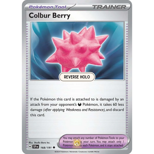 [ENG] Pokemon SV08 Surging Sparks: 168/191 Colbur Berry [Pokemon Tool] [U - Uncommon] (Reverse Holo)