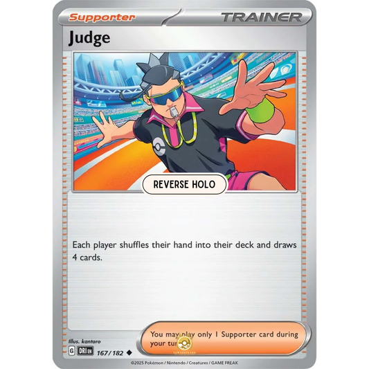 [ENG] Pokemon SV10 Destined Rivals: 167/182 Judge [Support] [U - Uncommon] (Reverse Holo)