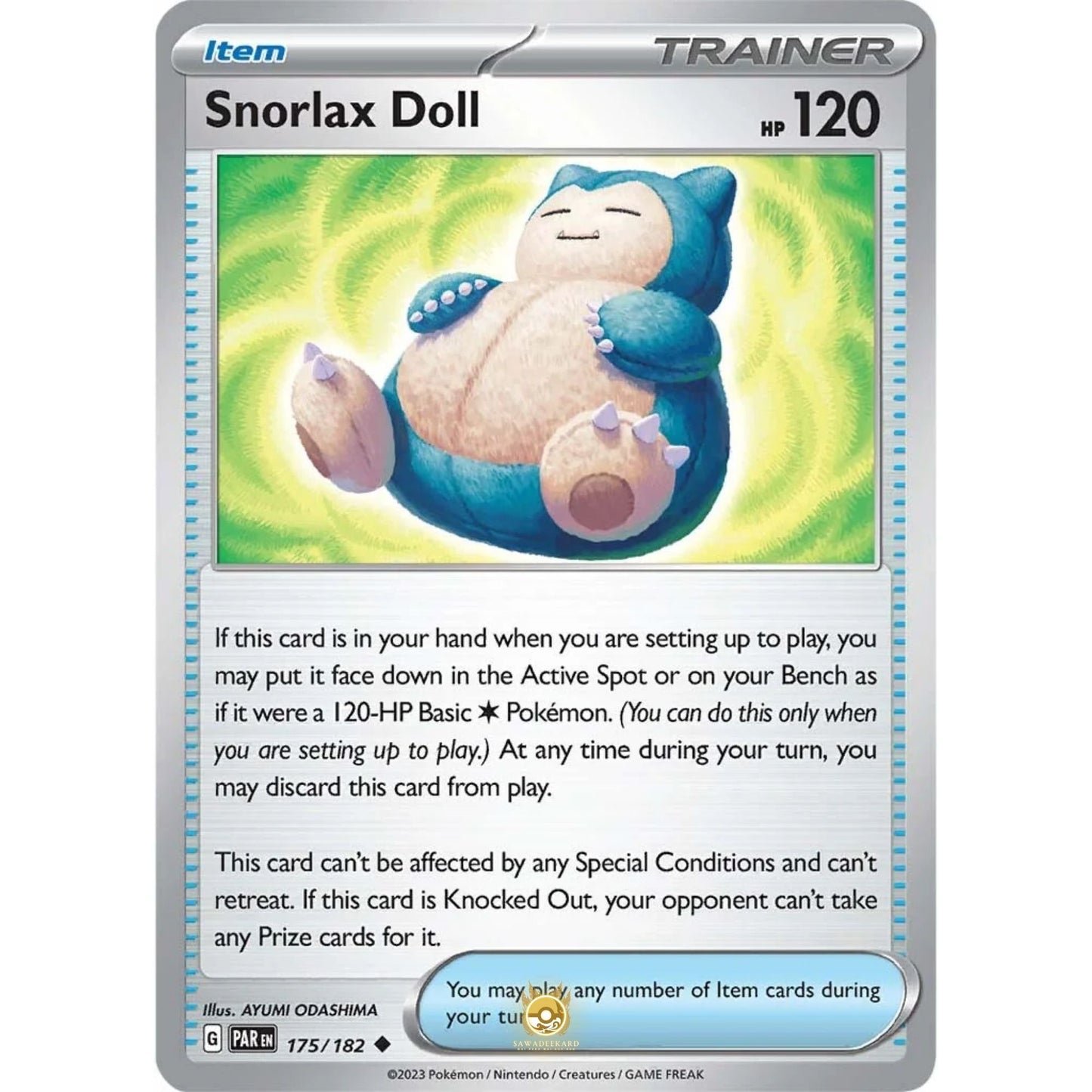 [ENG]	SV04	Paradox Rift:	175/182	Snorlax Doll	U	(Non-Foil)