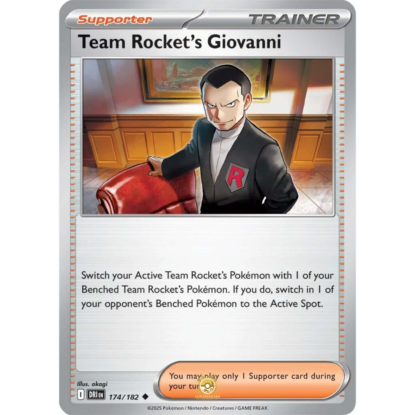 [ENG] Pokemon SV10 Destined Rivals: 174/182 Team Rocket's Giovanni [Support] [U - Uncommon] (Non-foil)
