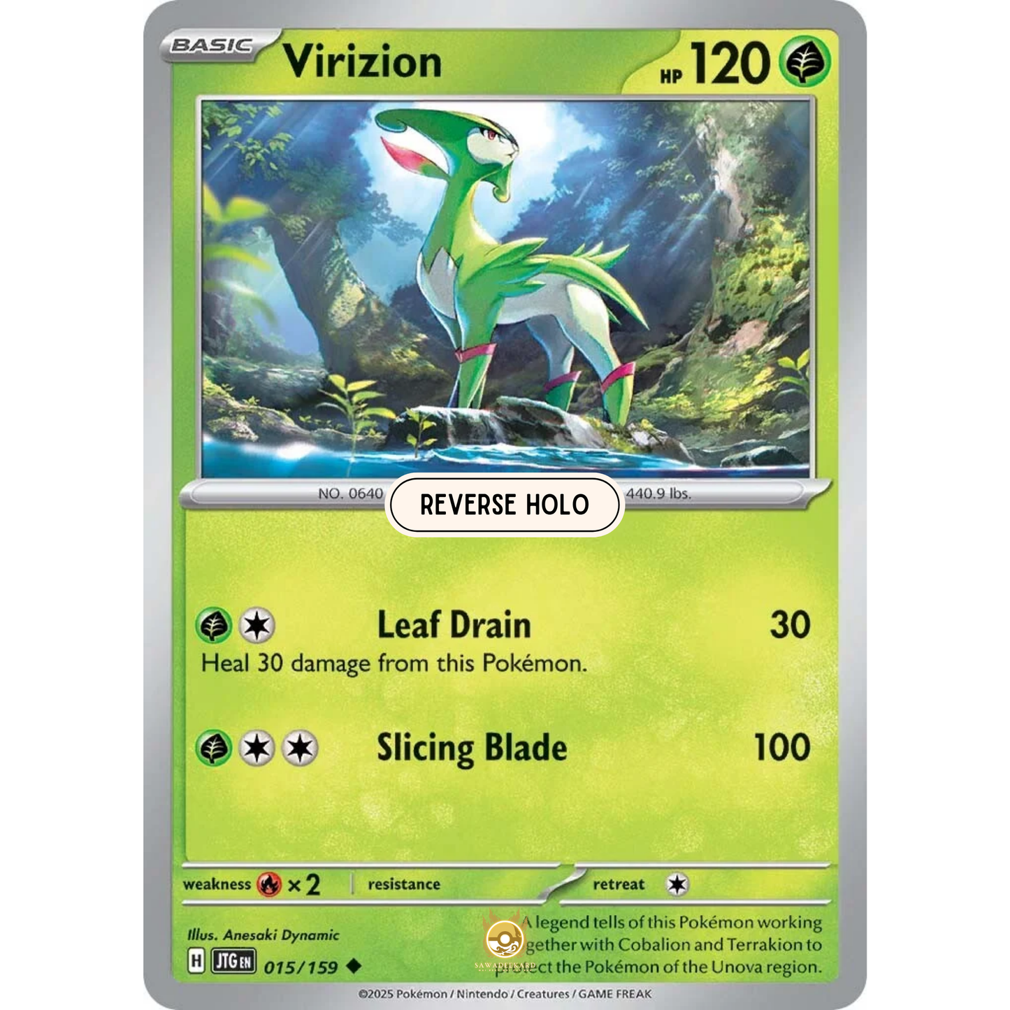 [ENG] Pokemon SV09 Journey Together: 015/159 Virizion [Grass] [U - Uncommon] (Reverse Holo)