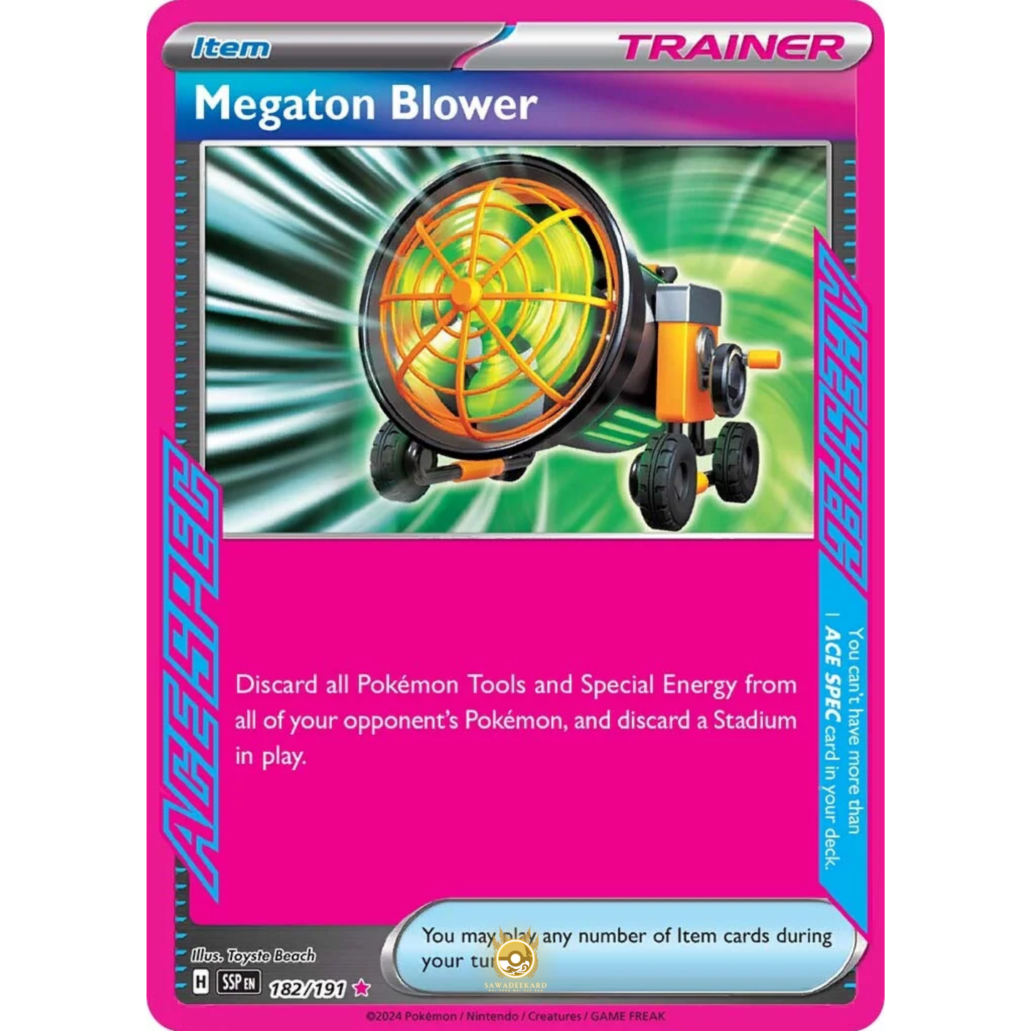 [ENG] Pokemon SV08 Surging Sparks: 182/191 Megaton Blower [Item] [AS - ACE SPEC] (Foil)