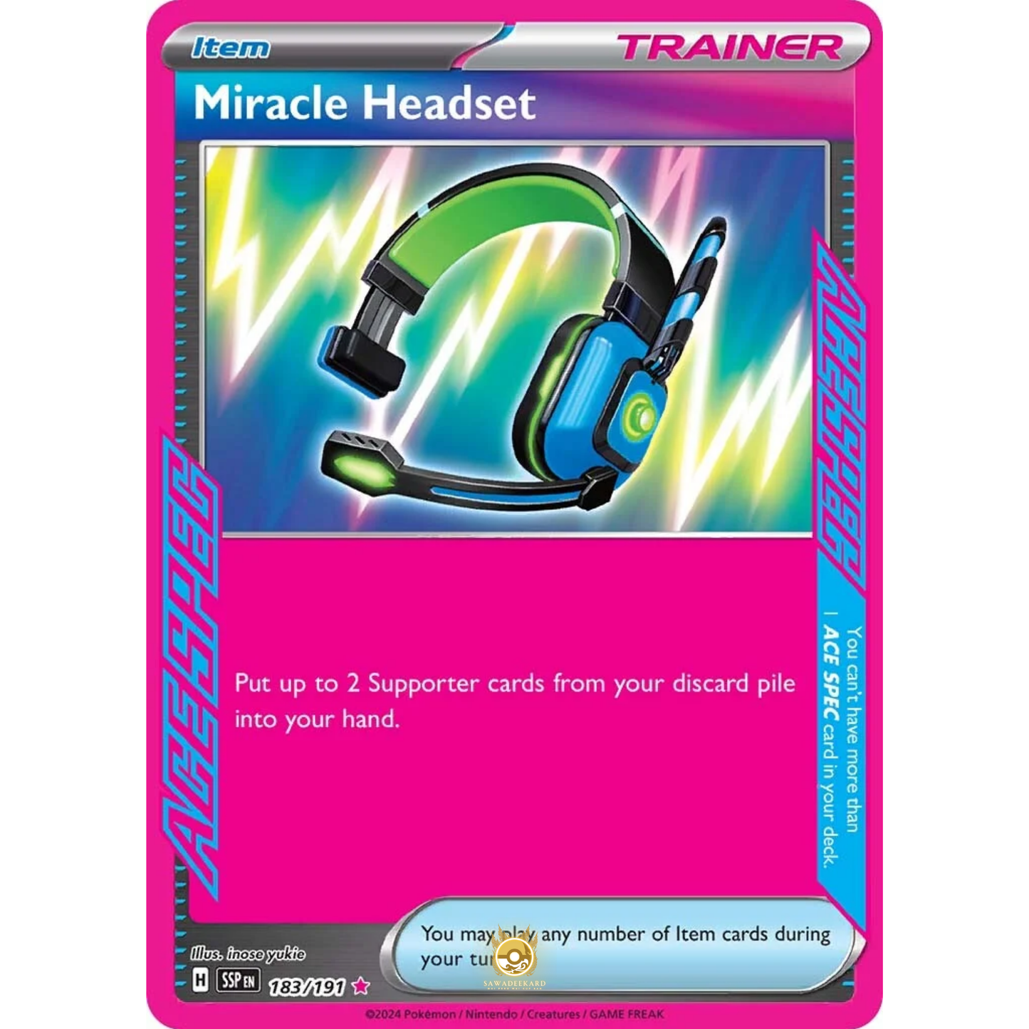 [ENG] Pokemon SV08 Surging Sparks: 183/191 Miracle Headset [Item] [AS - ACE SPEC] (Foil)