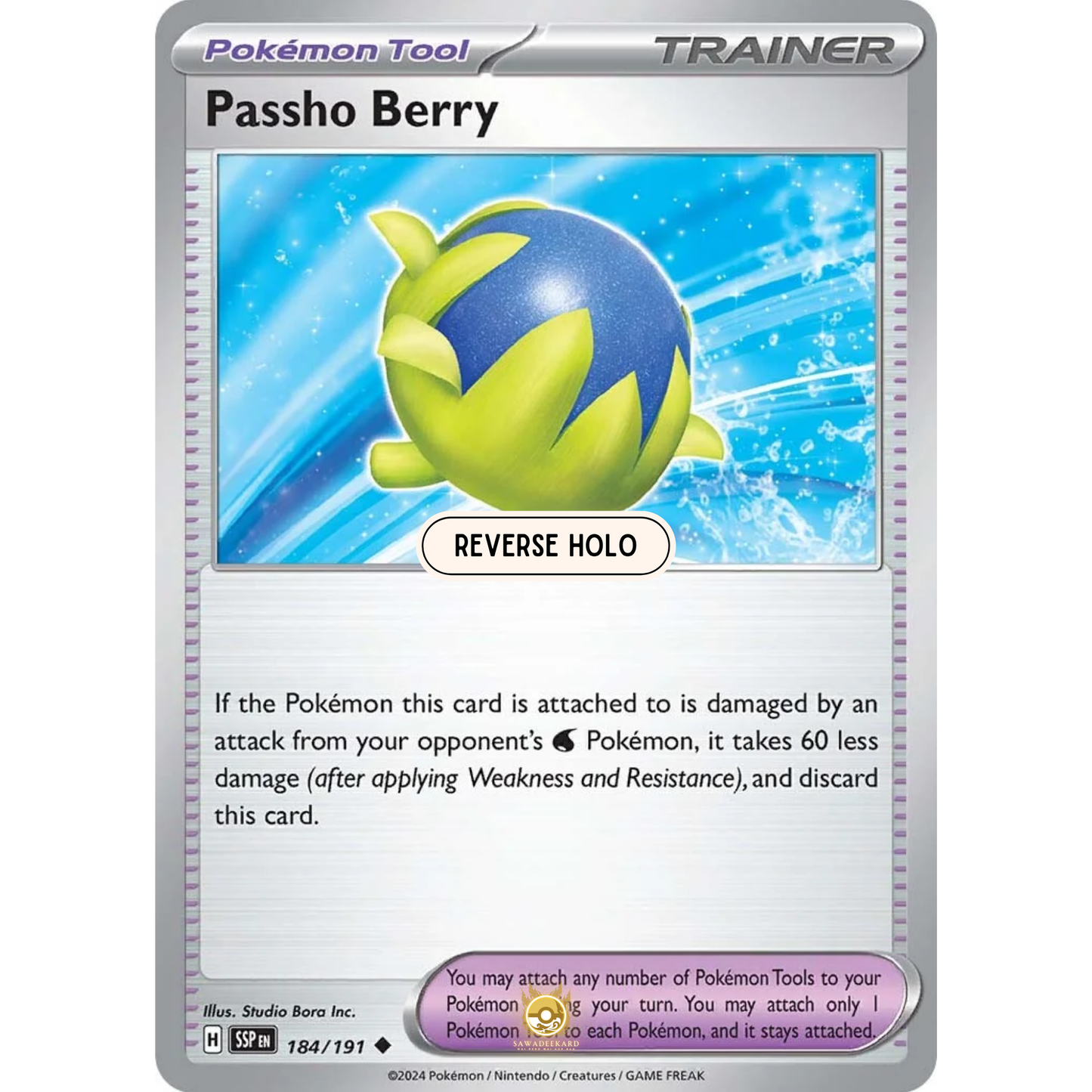 [ENG] Pokemon SV08 Surging Sparks: 184/191 Passho Berry [Pokemon Tool] [U - Uncommon] (Reverse Holo)